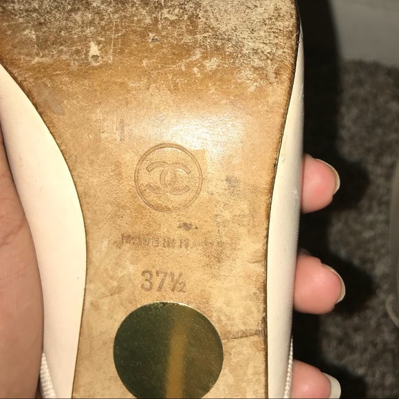 Chanel Cream & Tan Mules Size 37 1/2 - Picture 4 of 8